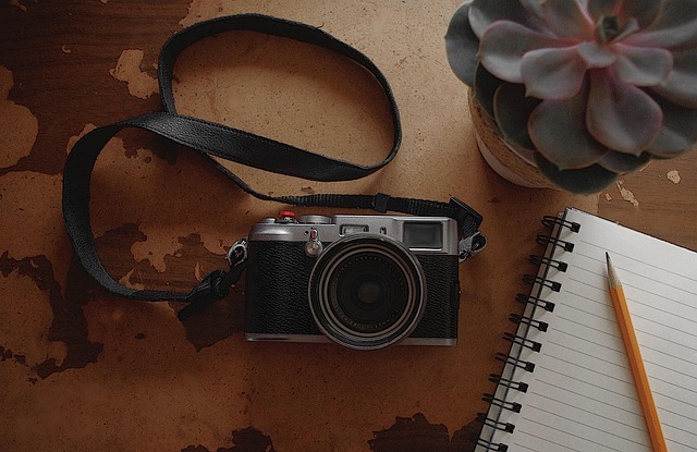 digital camera, camera, photography, retro, vintage, fujifilm, fujifilm x100, travel camera, rustic, notebook, notepad
