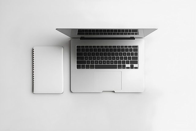 office, laptop, notebook, ai-generated, modern, desk, clean