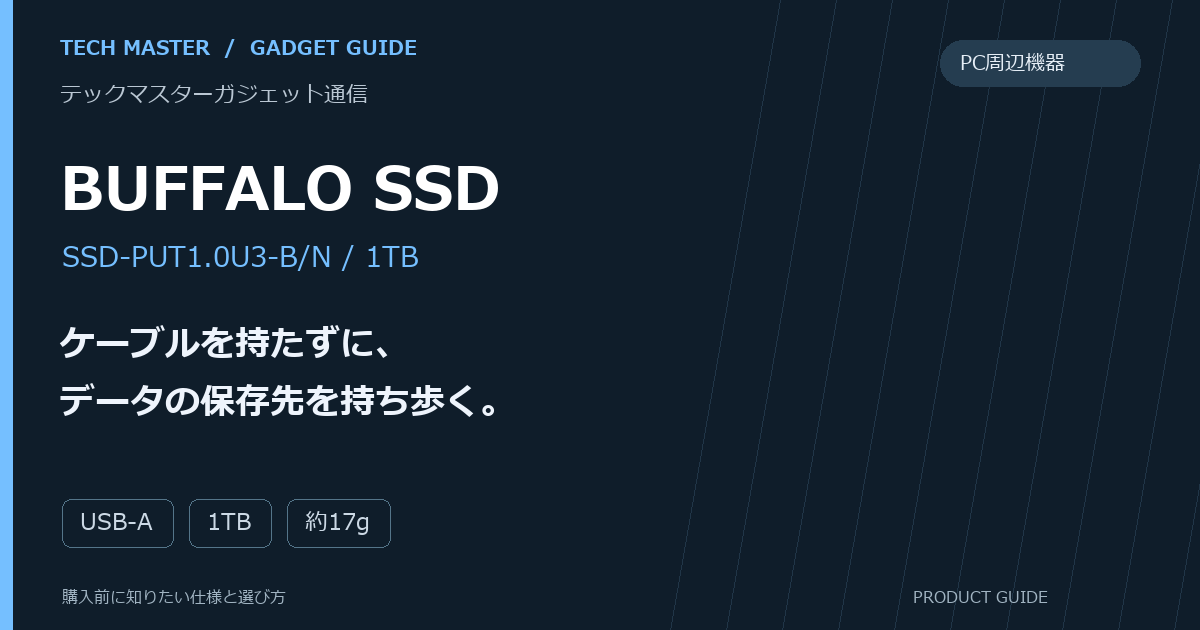 BUFFALO SSDの購入前ガイド。ケーブルを持たずに、データの保存先を持ち歩く。