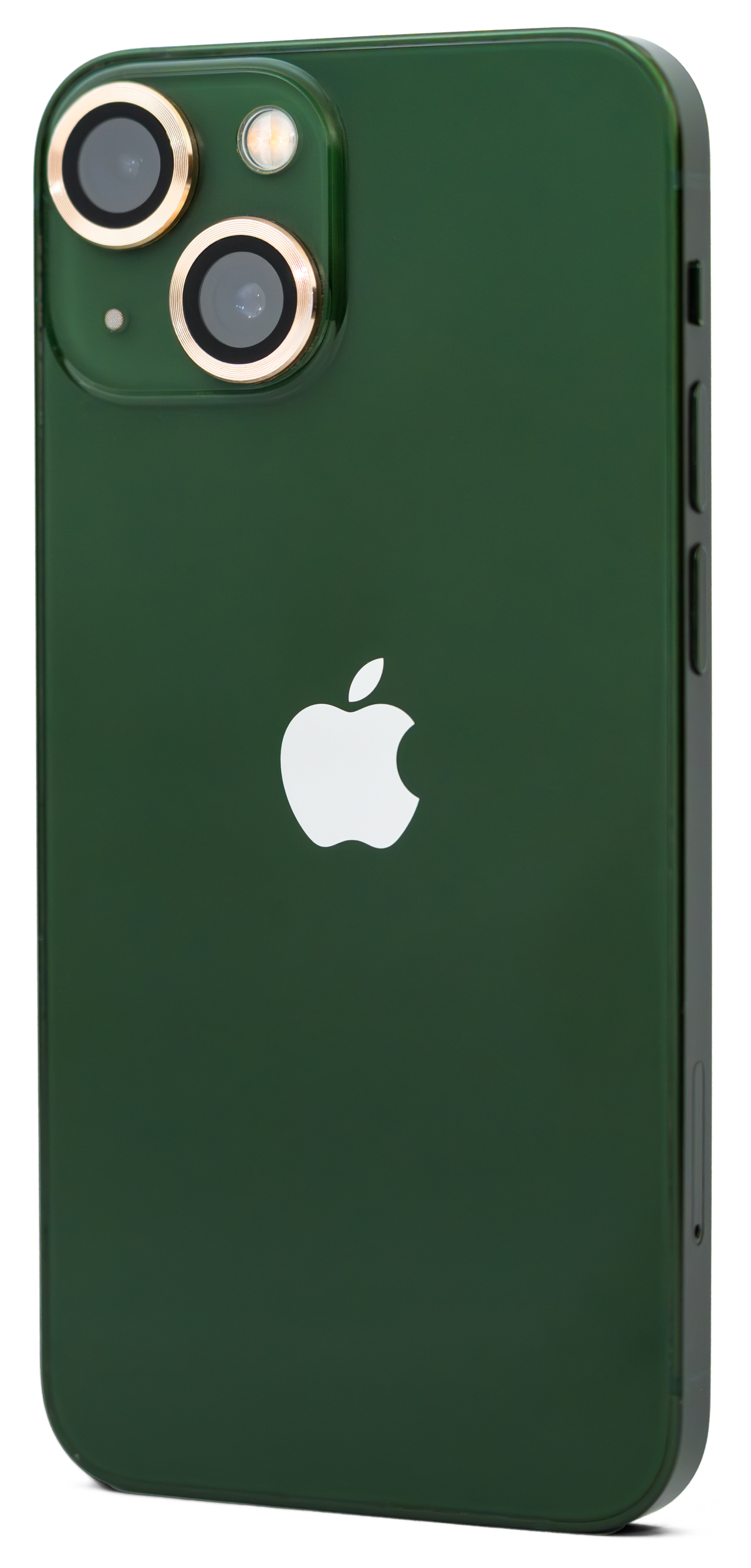 グリーンのiPhone 13 miniの背面。紹介する出品は(PRODUCT)RED・128GB。写真は別色の外観参考であり、販売される中古個体ではありません。
